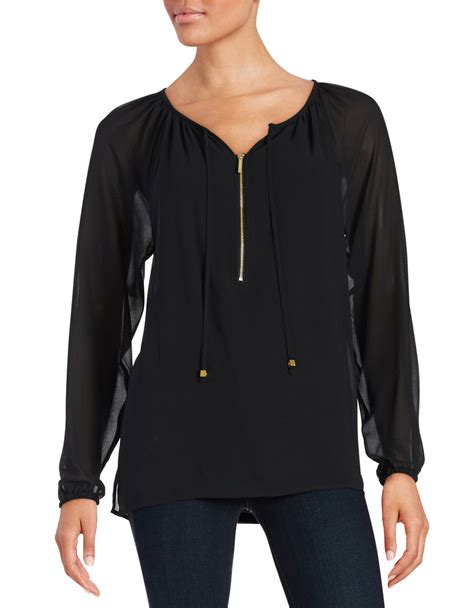 michael kors black blouse|Michael Kors blouse with zipper.